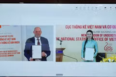 越南统计局与丹麦统计局举行线上仪式，签署关于官方统计、行政数据和数字化转型领域合作的谅解备忘录（MoU）。（统计局供图）