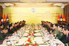 越老两国国防部高级代表团举行会谈。图自越通社