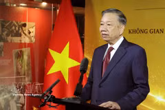 越共中央总书记、国家主席苏林出席“越俄文化遗产与文化交流空间”启动仪式并发表讲话。图自越通社