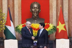 越南国家主席梁强会见约旦众议院议长马赞·图尔基·卡迪。图自越通社