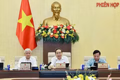 国会主席陈青敏发表讲话。图自越通社