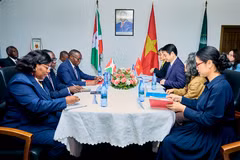 越南外交部副部长黎英俊与布隆迪外交部长爱德华·比齐马纳共同主持越布首次政治磋商会议。（越南外交部供图）