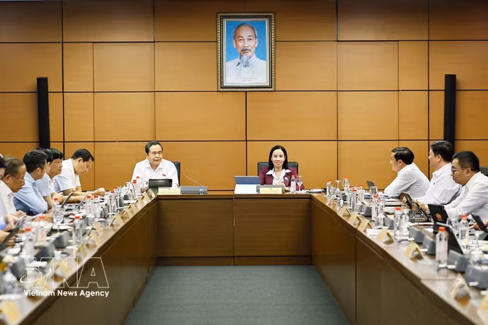 国会就各部法律草案进行分组讨论。图自越通社