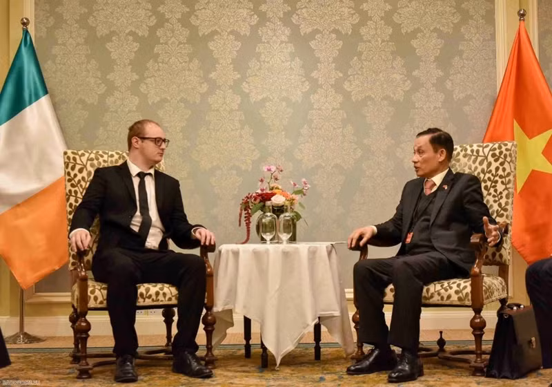 越共中央对外部部长黎怀忠会见爱尔兰共产党负责外事工作中央书记处书记。图自越通社