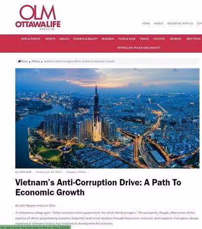 《渥太华生活》杂志屏幕截图。图自越通社