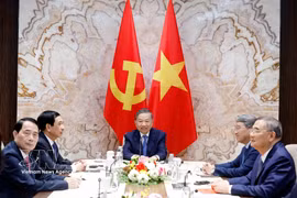 越共中央总书记、国家主席苏林与瑞士联邦主席居伊·帕姆兰通电话。图自越通社