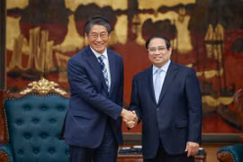 越南政府总理范明政会见日本驻越大使伊藤直树。图自越通社