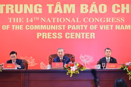国际新闻发布会现场。图自越通社