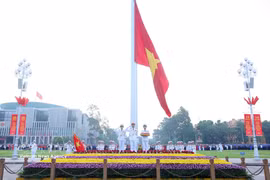 升旗仪式在巴亭广场庄严举行。图自越通社