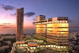 商业中心地区的模型与岘港市的金融象征相关。图自越通社
