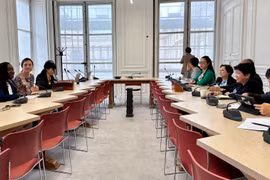 越南议员友好小组代表团会见法国欧洲和外交事务部法语事务与国际伙伴关系部长塔尼·穆罕默德·索伊利希。图自越通社
