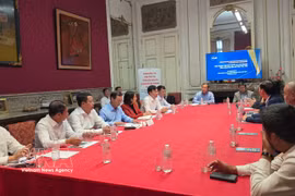 工作会谈现场。图自越通社