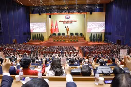 越南共产党第十四次全国代表大会现场。图自越通社