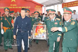 越共中央政治局委员、政府副总理、国防部长潘文江大将出席活动。图自越通社