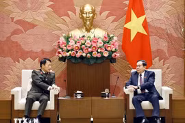 越南国会主席陈青敏和越南公安部长梁三光大将。图自越通社