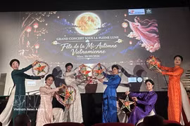 “迎月——越南中秋节”活动的一个文艺表演节目。图自越通社