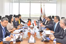 工作会谈现场。图自越通社