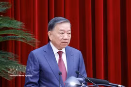 越共中央总书记、国家主席苏林7月20日在越共中央第十四届中央委员会第三次全体会议开幕式上发言。图自越通社