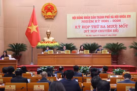 河内市人民议会第31次会议现场。图自越通社
