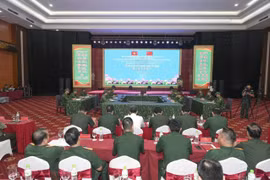 越中边境地区预防和打击非法出入境联合演练场景。图自越通社