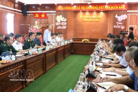 工作会谈场景。图自越通社