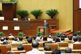 越共中央总书记、国家主席、中央科技发展、创新和数字化转型指导委员会主任苏林在会上发言。图自越通社
