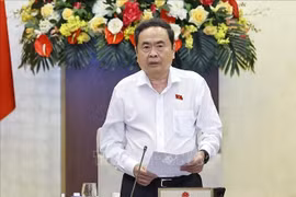 越南国会主席陈青敏在会上致闭幕词。图自越通社