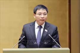 财政部长阮文胜作关于《投资法（修订草案）》的呈文及审查报告。图自越通社