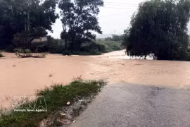 持续强降雨导致越南广治省各河流水位及洪水形势持续复杂多变。图自越通社