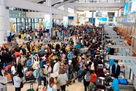 乘客在内排国际航空港办理登机手续。图自Vietnam+