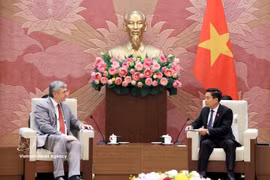 越南国会副主席阮尹英会见俄罗斯圣彼得堡市对外关系委员会副主席卡尔加诺夫·维亚切斯拉夫·根纳季耶维奇。图自越通社