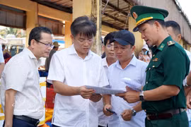 广义省人民委员会副主席杜心检查茶沟坊打击IUU工作情况。图自越通社