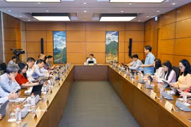 莱州省和安江省代表团分组讨论。图自越通社