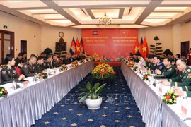 第八次越柬防务政策对话场景。图自越通社