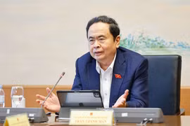 国会主席陈青敏在讨论会上发表讲话。图自越通社