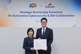 越南FPT集团与韩国飞斯柯罗签署汽车软件和网络安全合作谅解备忘录。越南FPT集团供图