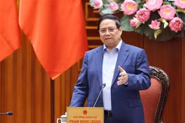 越南政府总理范明政发表讲话。图自越通社