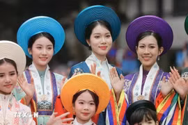 为奥黛尽早被确认为世界文化遗产做出贡献。图自越通社