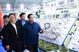 上月越南政府总理范明政参观广南省一家生产厂。图自越通社