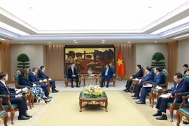 越南政府总理范明政会见匈牙利外交与对外经济部部长西雅尔多·彼得。图自越通社