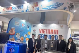 越南在2026年拉丁美洲海鲜展览会的展位。图自越通社