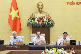 越南国会主席陈青敏发表讲话。图自越通社