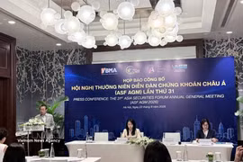 亚洲证券论坛第31届年度会议（ASF AGM 31） 新闻发布会现场。图自越通社
