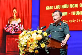 越共中央委员、中央军委常务委员、国防部副部长黄春战上将主持会议。图自越通社