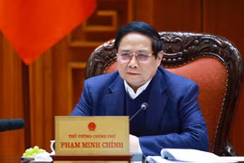 越南政府总理范明政发表讲话。图自越通社