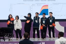 由河内国家大学下属自然科学大学6名学生组成的越南代表团参加在俄罗斯叶卡捷琳堡市举行的Global HackAtom国际总决赛。图自越通社