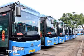 胡志明市电动公交车。图自越通社