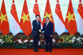 越南政府总理范明政和新加坡总理黄循财。图自越通社