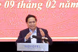 越南政府总理范明政发表讲话。图自越通社