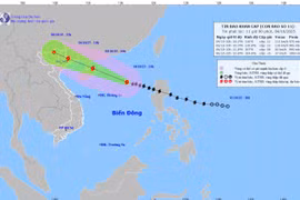 第11号台风位置和路径。图自越通社
